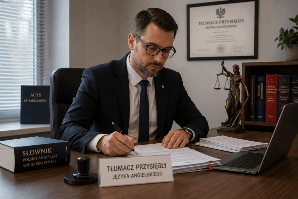 tłumacz przysięgły języka angielskiego w 2026 podczas pracy